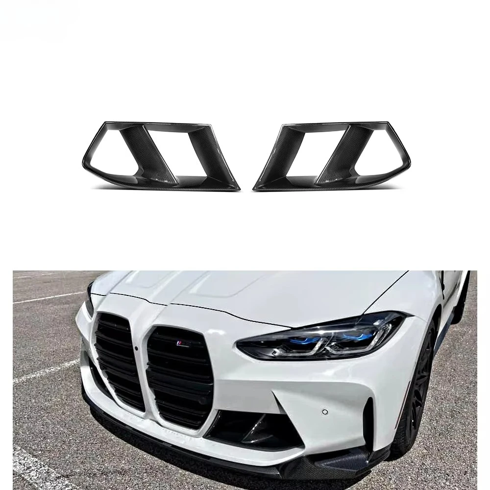 Dry CARBON FIBER FRONT BUMPER  GRILL AIR INTAKE SIDE VENTS for BMW M3 G80 M4 G82 2020-2022