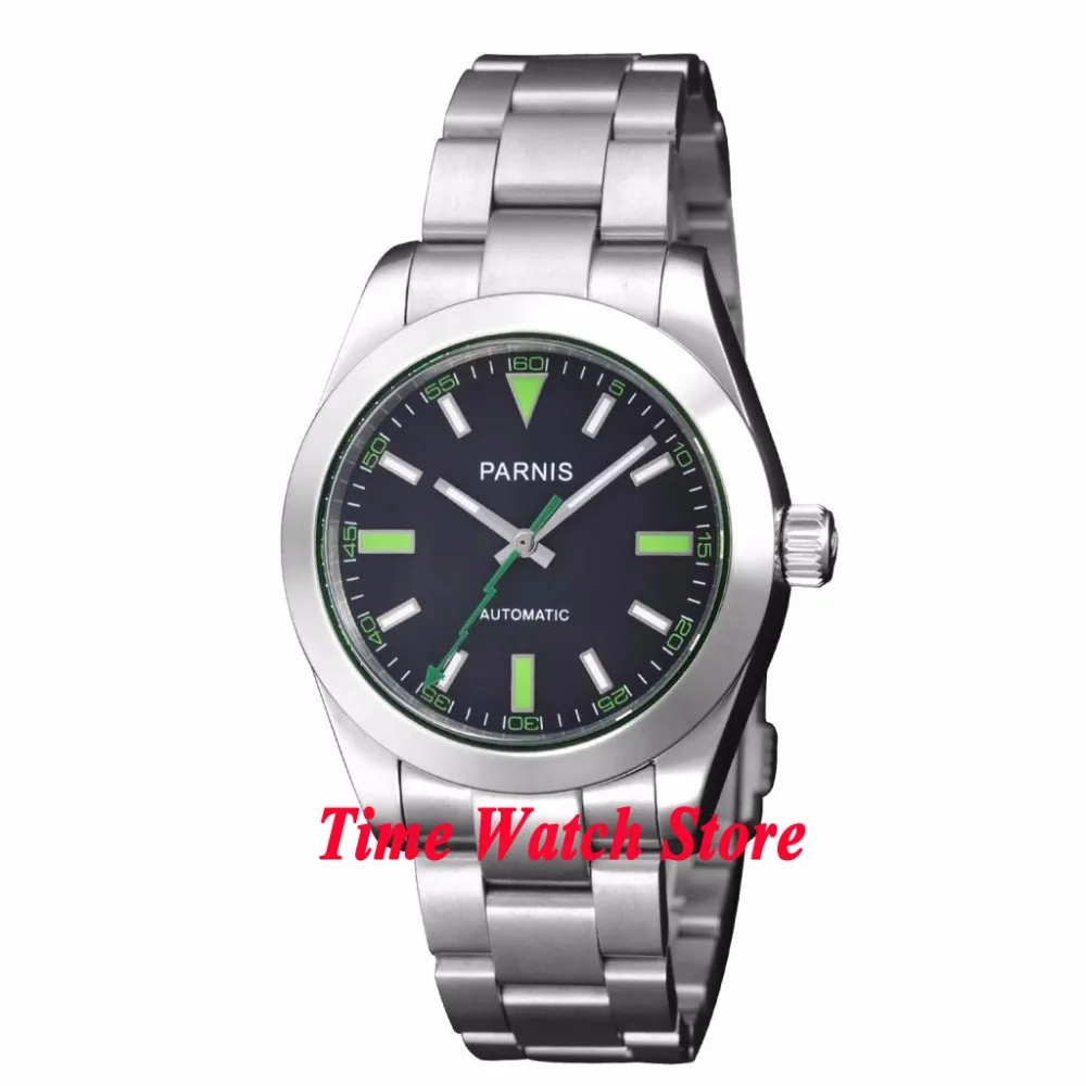 Parnis 40mm Automatic Watch for Men Miyota 8215 Movement Luminous Black Dial 316L Strap Sapphire Crystal relógio masculino