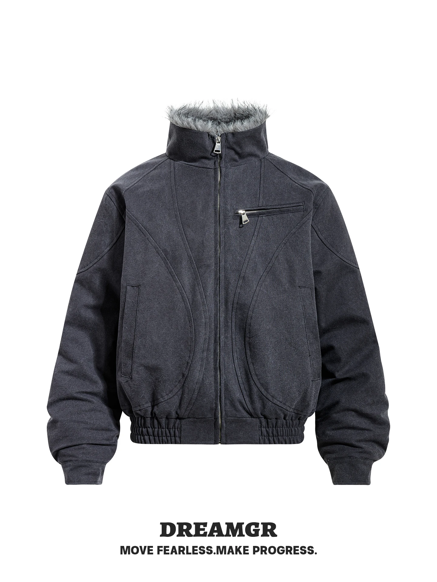 

Утепленная зимняя хлопковая куртка Ghost Wolf Heavy Industry с широкой молнией, повседневная молодежная свободная теплая куртка