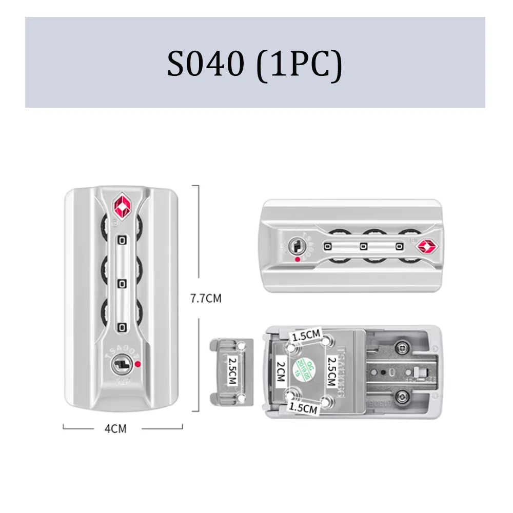 Travel Luggage S041 TSA007 Customs lock Aluminum frame luggage accessories Fixed combination lock luggage anti-theft latch lock