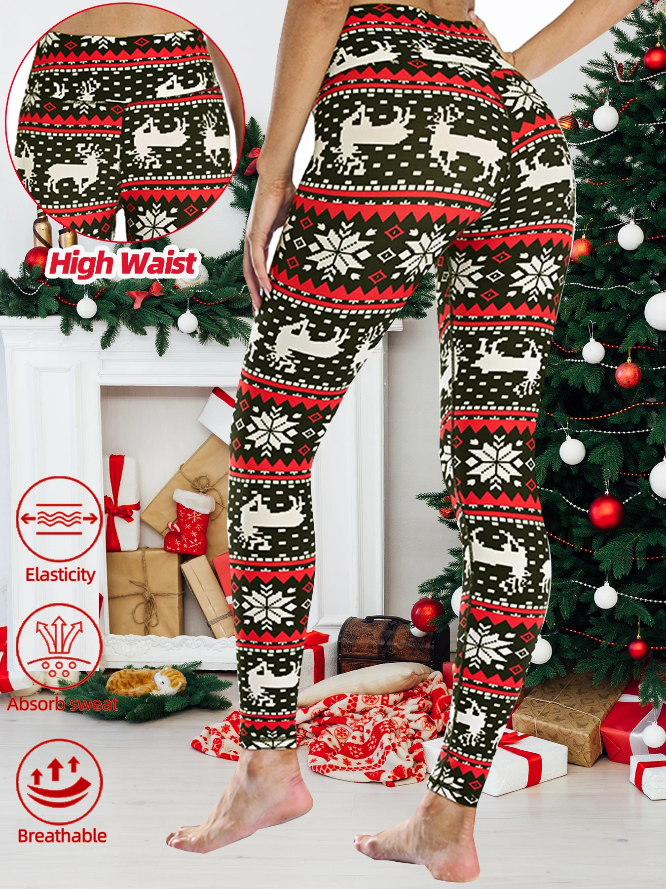 Womens Christmas Printed Leggi - огляд і ціна Yoga Fitness Holiday