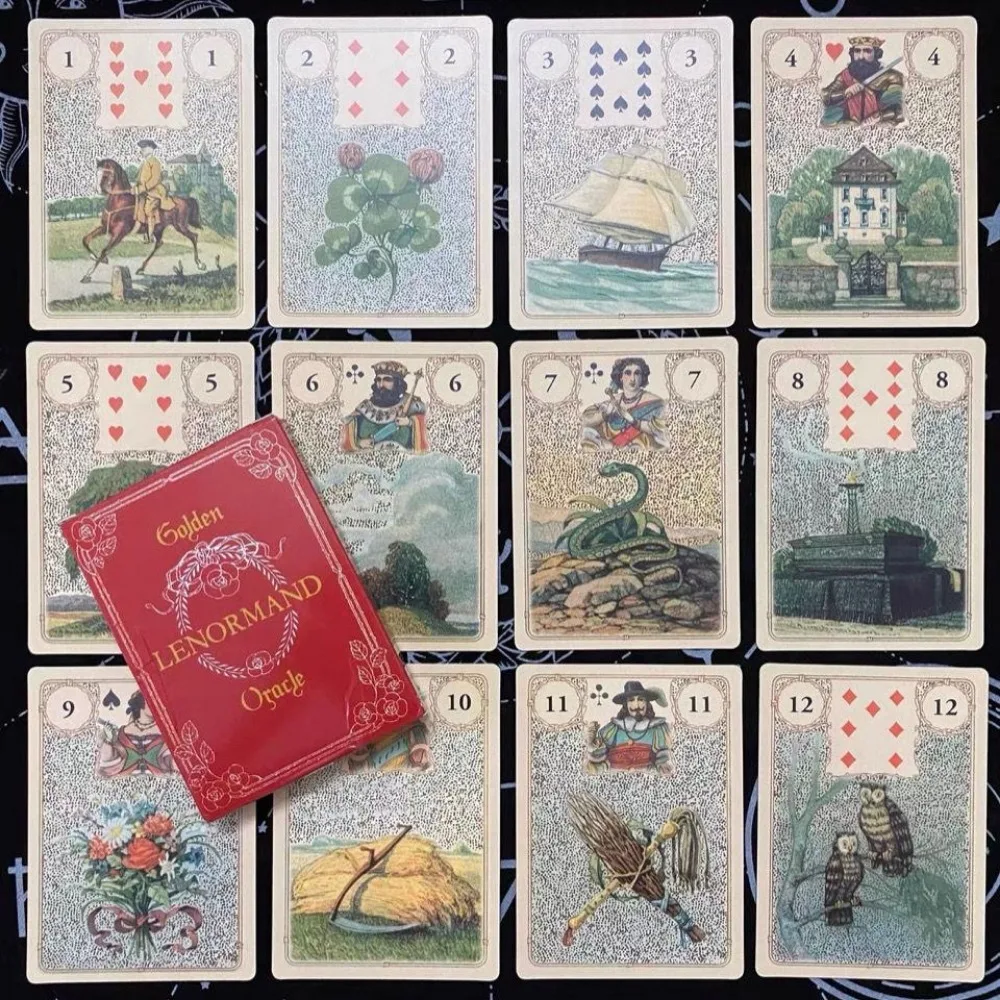 

Golden Lenormand Oracle Cards Leisure Party Table Game Fortune-telling Prophecy Tarot Deck