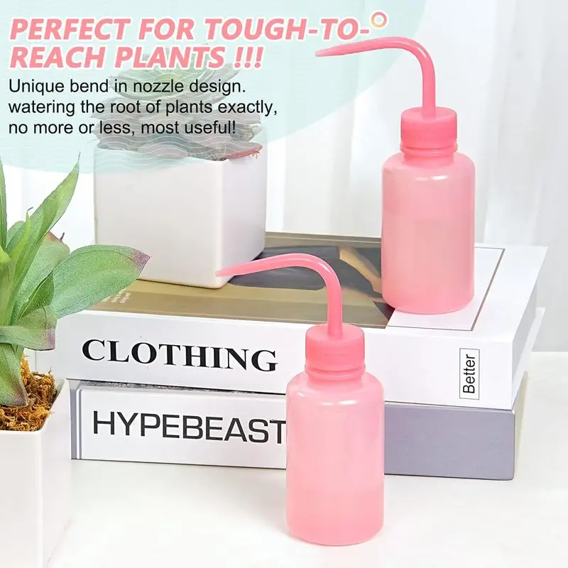250ml Pink Bend Mouth Eyelash Cleaning Rinse Bottle, Curved Nozzle Wash Pot, Safe Flush Container for Eyelash Extension Cleaning