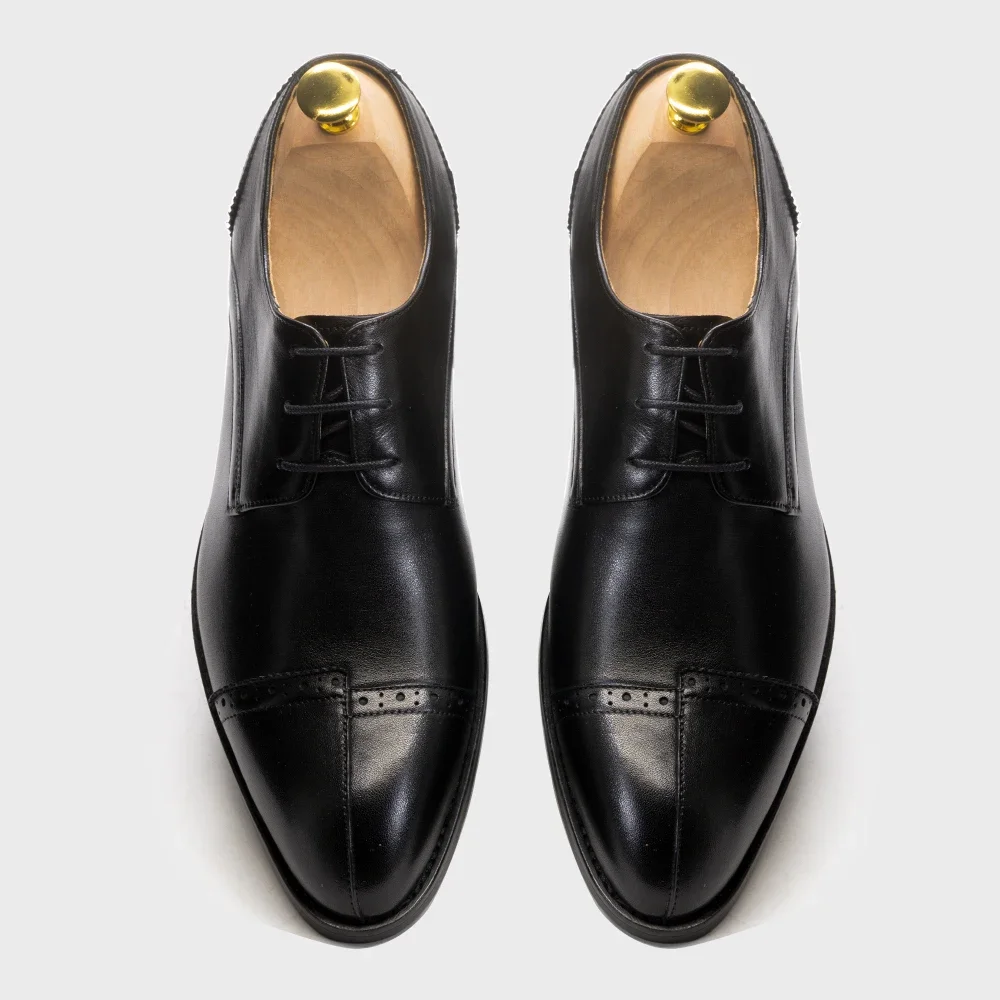 Luxury Men's Handcrafted Italian Genuine Leather Dress Derby Shoes Size 39-46 Lace-Up Business Wedding Formal Shoes
