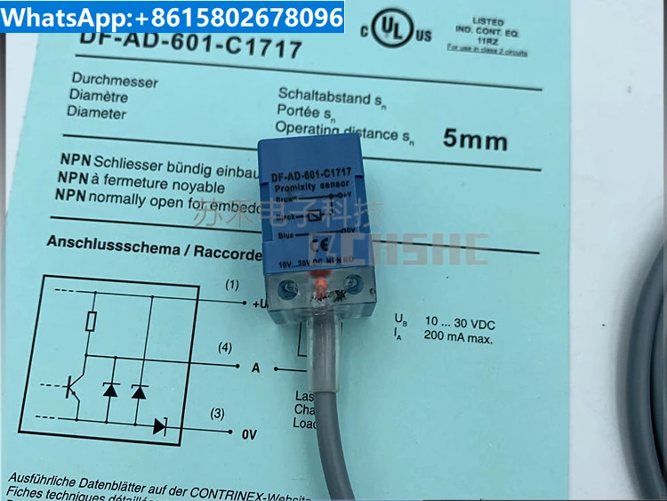 10PCS Plastic Small Square Proximity Switch DF-AD-601-C1717 Inductive DC Three Wire NPN Normally Open Sensor