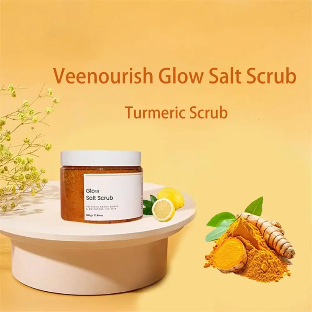 

Hot Turmeric Salt Glow Salt Scrub Brighten the Skin Moisturizing Turmeric Bath Scrub Smooth Body Scrub Cream for Body Care