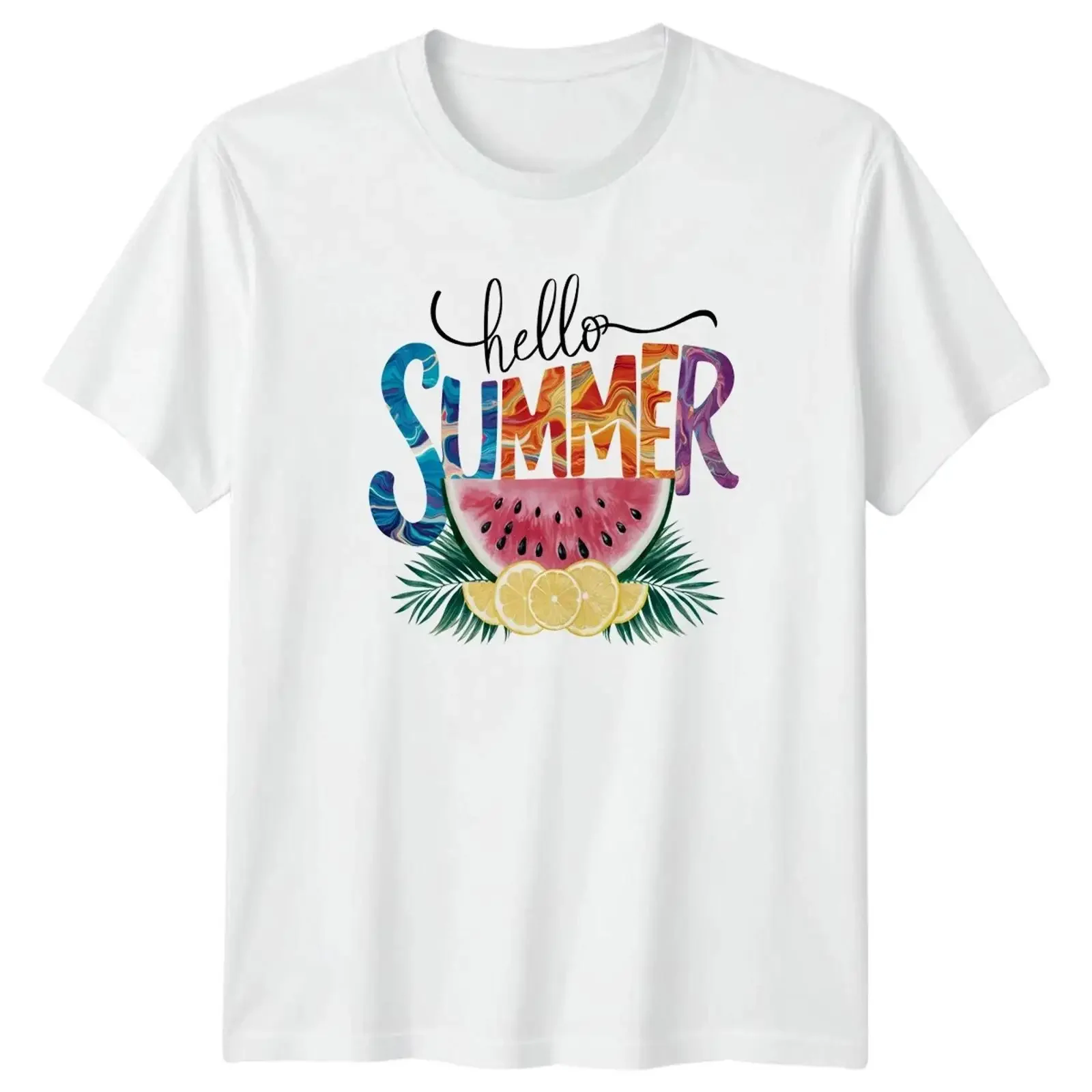 Hallo Sommer T Shirt Tropische Früchte Saison Geschenk für Sie und Ihn vintage Washed Breathable streetwear Slightly Stylish