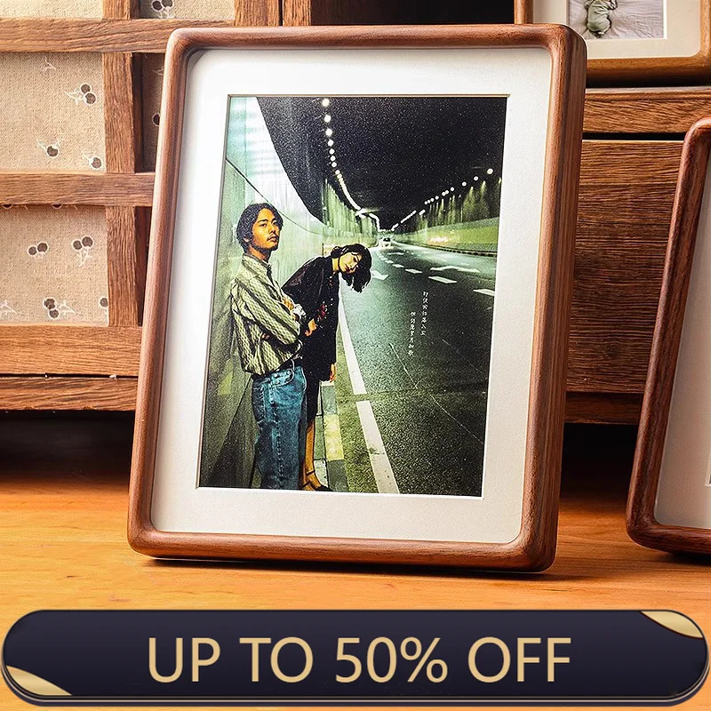 Premium Sapele Solid Wood Photo Frame - High-End Walnut Table Decor For Family Display, Elegant Art Frame Home Decor