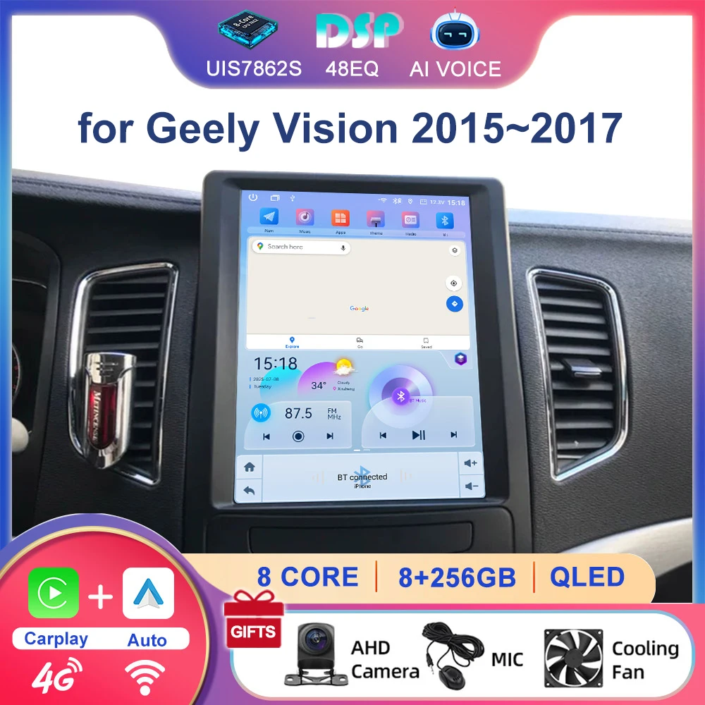 Android Car Multimedia Player Navigation GPS Radio Stereo for Geely Vision 2015~2017 with UIS7862S 5G Wifi 4G Lte Carplay Auto