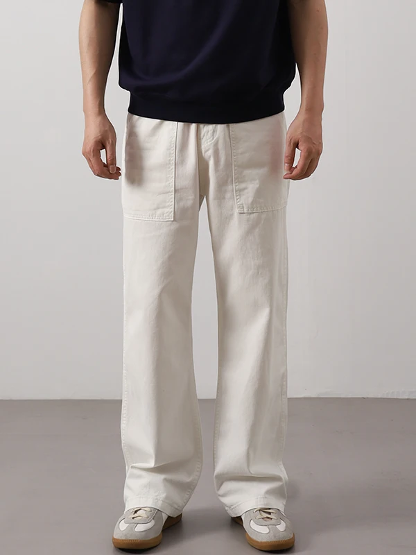 

Мужские рабочие брюки в американском ретро-стиле, однотонные, свободные, прямые, повседневные, длинные, летние, модные, из дышащего хлопка