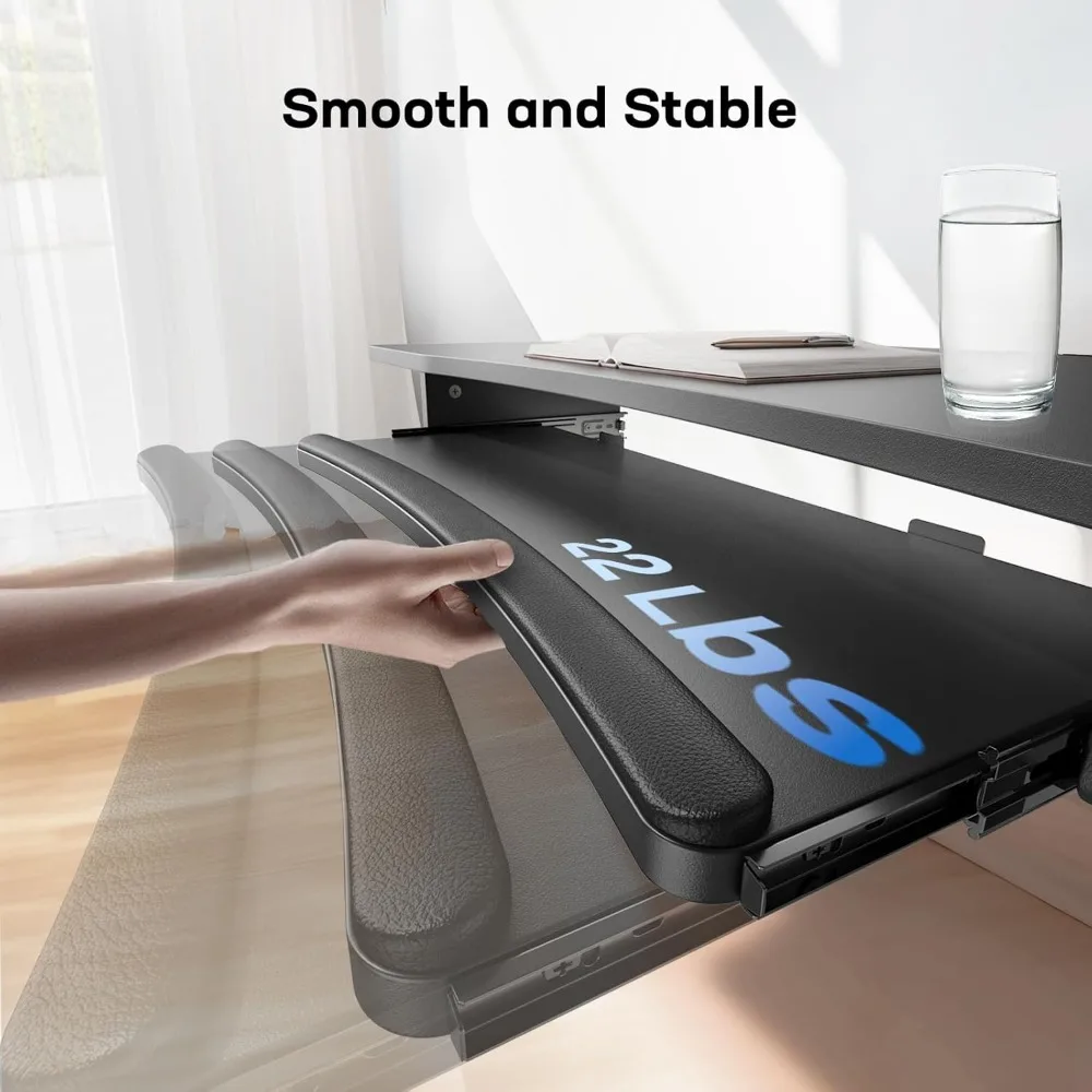 مكتب قائم كهربائي مقاس 48 بوصة × 24 بوصة مع صينية لوحة مفاتيح كبيرة (26.7 بوصة)، مكتب قائم بارتفاع قابل للتعديل للمكتب المنزلي، 4 ذاكرة Hei