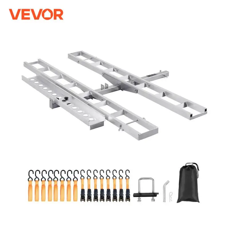 VEVOR Motorcycle Carrier, 2-Bike 600 LBS Aluminum Motorcycle Carrier Hitch Mount, Loading Ramp, Scooter Dirt Bike Trailer Hauler