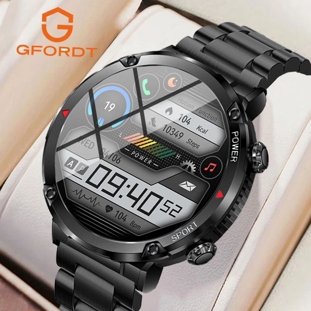 GFORDT 2023 Bluetooth Call Smart Watch Men 1.6-inch 600mAh Big Battery Fitness Tracker Sports Watches Clock Man Smartwatch