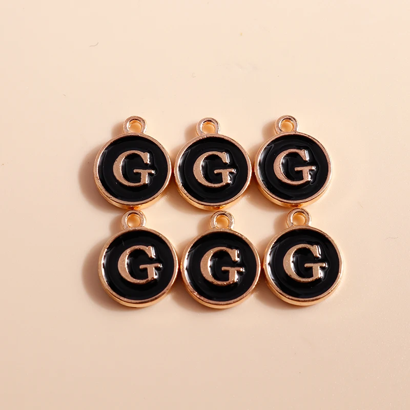 20 Stück 12x15mm Niedliche Schwarze Emaille A-Z 26 Alphabet-Buchstaben Anhänger für Schmuckherstellung Ohrringe Halsketten DIY Bastelzubehör – Detail 9