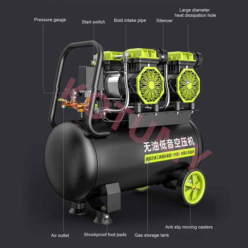 Silent Oil-free Air Compressor 220V Small Air Pump High Pressure Industrial Air Compressor Portable Woodworking Air Pump 12/30L