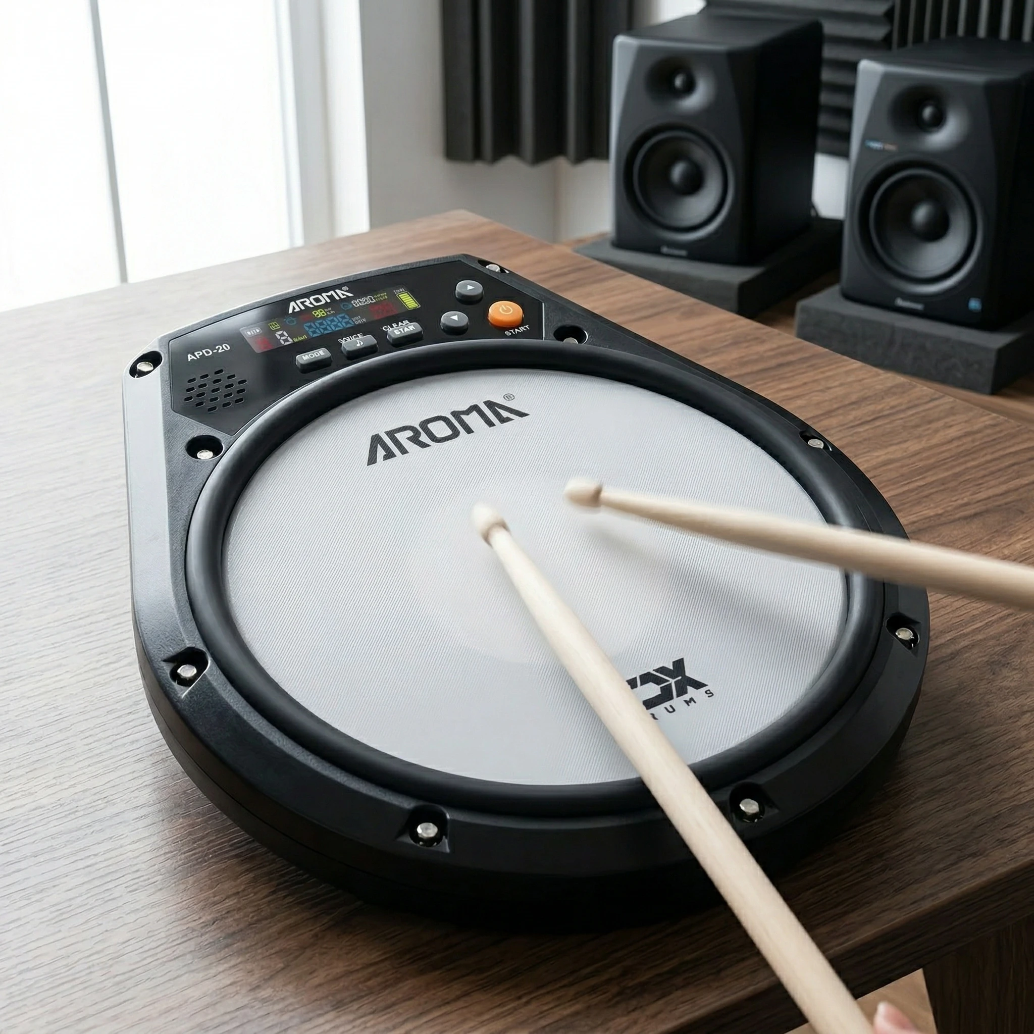 aroma-apd-20-dumb-drum-pad-adjustable-mesh-surface-portable-training-percussion-music-parts-for-silent-drum-practice-studio