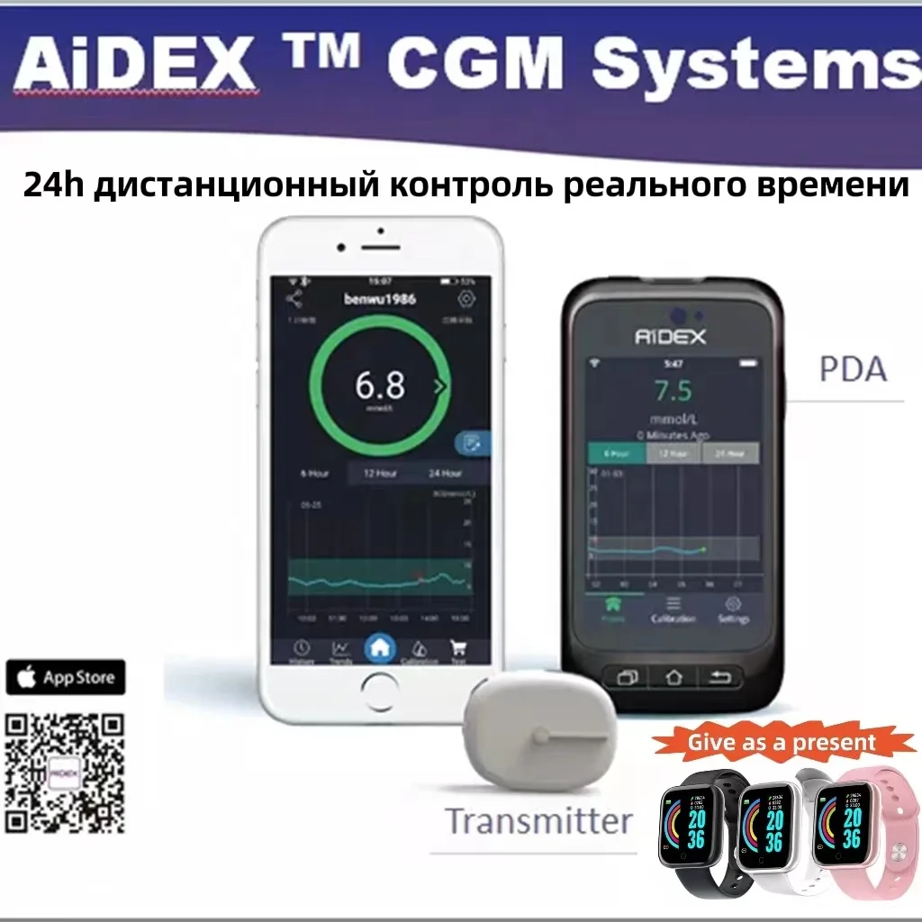 Imagem -04 - Sistemas de Monitoramento Contínuo de Glicose Cgm Monitem Medidores de Glicose no Sangue sem Dedos Kit Transmissor e Sensor