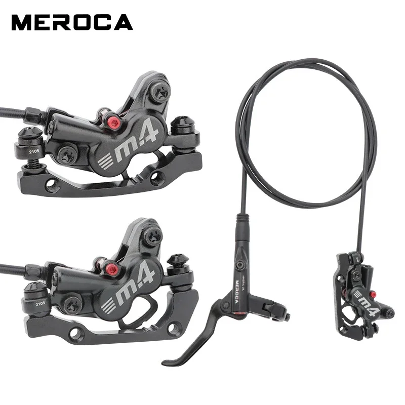 MEROCA MT420 4-piston Bicycle Hydraulic Brake Front 800mm Rear 1400mm Length Oil Pipe 160mm Disc Oil Brake for Mountain Bike