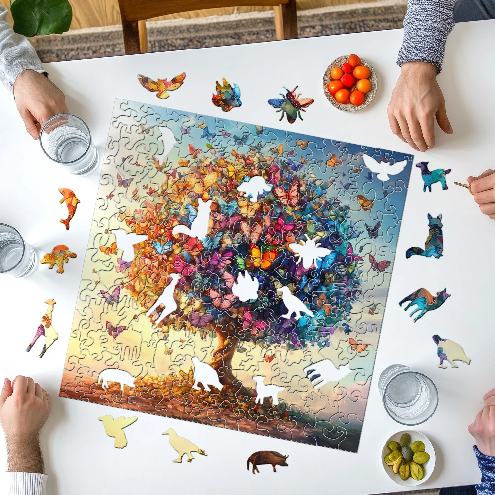 Puzzle in legno per adulti premium |   Splendida opera d'arte floreale e farfalla realistica |   Gioco di provocazione del cervello e decorazione da parete con cornice |   Perfetto