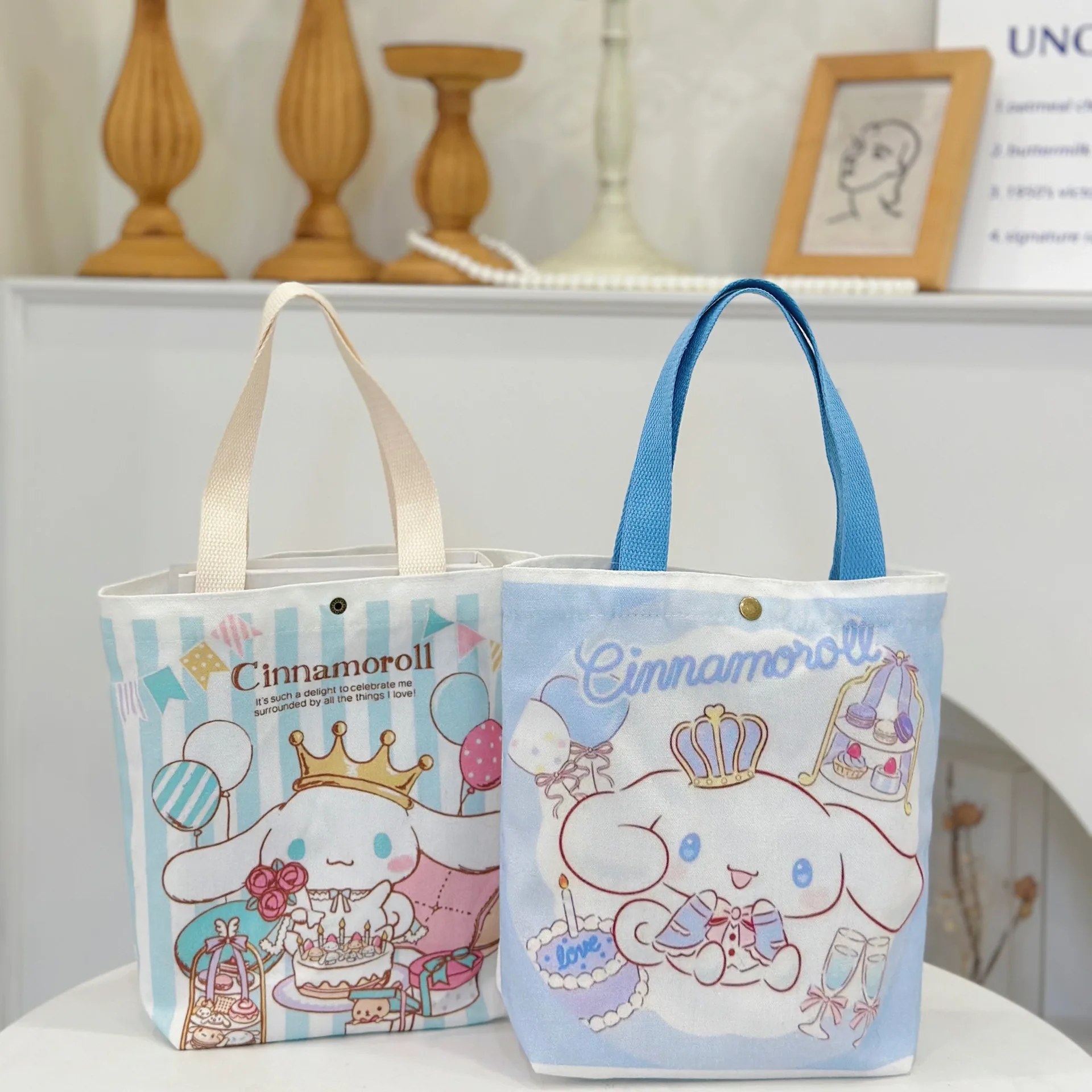 Sanrio My Melody Kuromi Cinnamoroll Pompurin Anime Cute Canvas Bag Lunch Bag Cartoon Souvenir Gift Tote Bag Shopping Bag