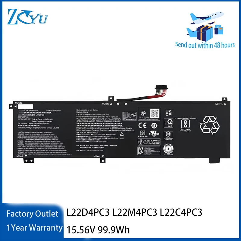 L22D4PC3 L22M4PC3 L22C4PC3 Notebook Battery for Lenovo Legion Slim 7 16IRH8 Y9000X 2023 15.56V 99.9Wh
