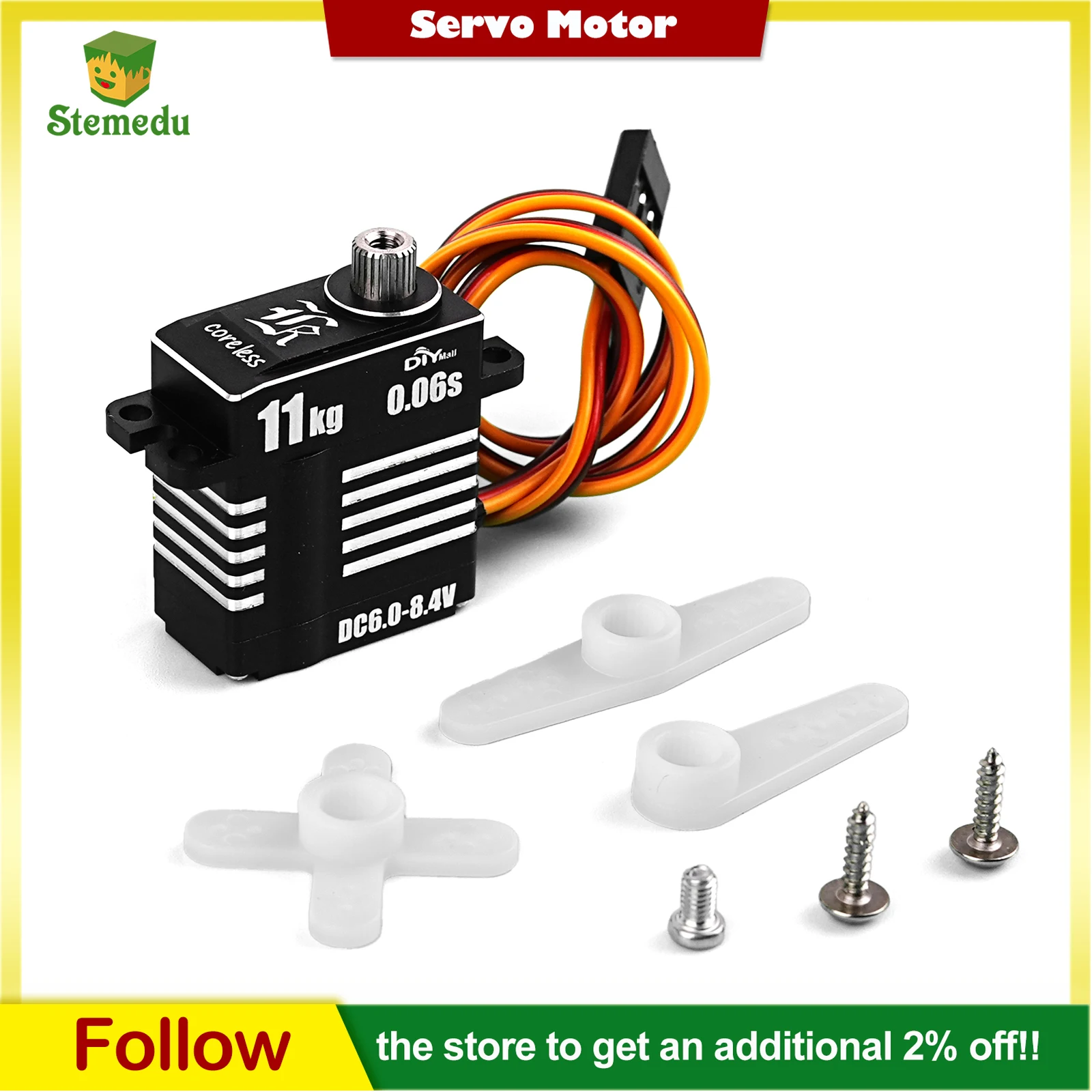 Servo micro digitale Servo motore coreless da 11 kg Servo programmabile con ingranaggi completamente in metallo 180/270/360 gradi per auto RC