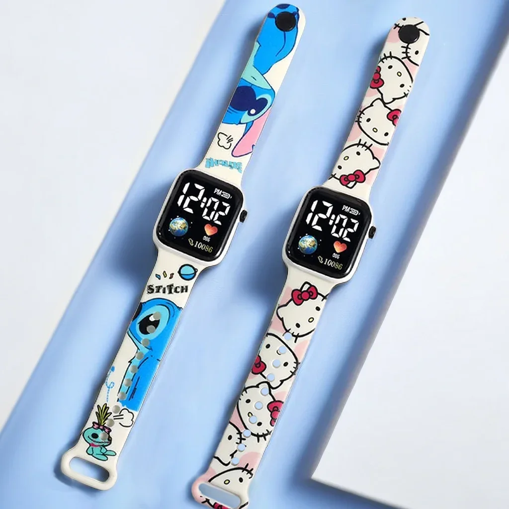 

New Disney Printed Pattern Children's Anime Electronic Watch Girls Smart Watch Hello Kitty Shirubi Girls Cute Watch
