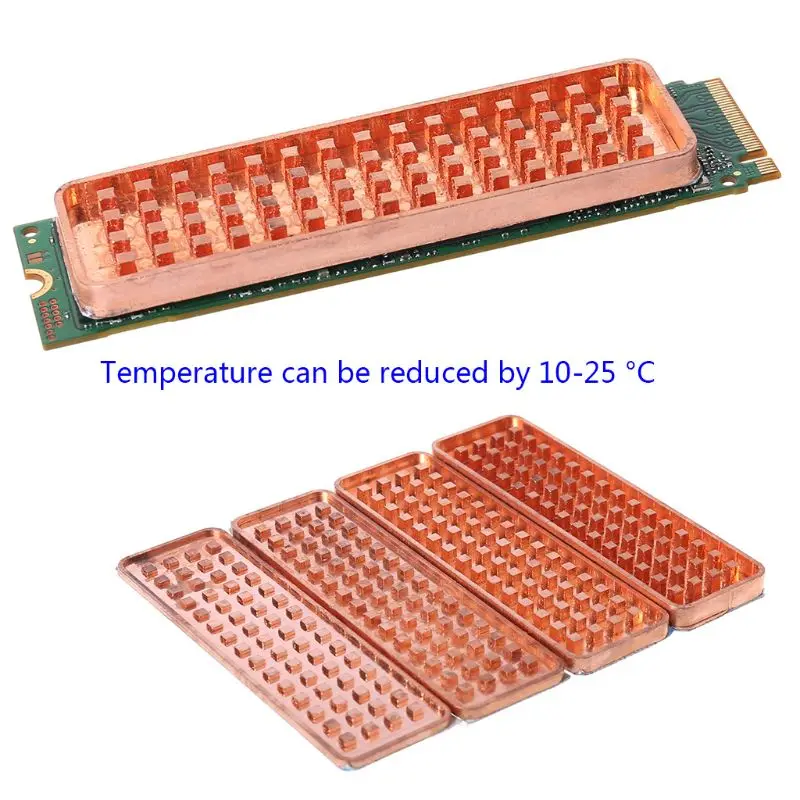 Pure Copper Heatsink Cooler Heat Sink Thermal Conductive Adhesive for M.2 NGFF 2280 PCI-E NVME SSD Thickness Dropship