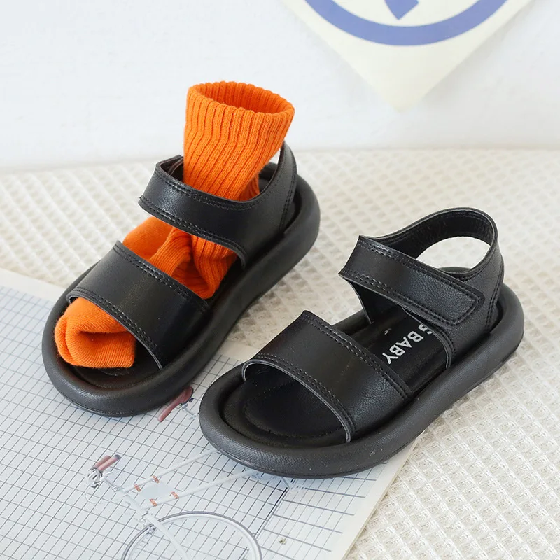 New Children Summer Sandals Boys Girls Fashion Pure Color Hook Sandals Baby Soft Breathable Shoes Kids Summer Beach Sandals