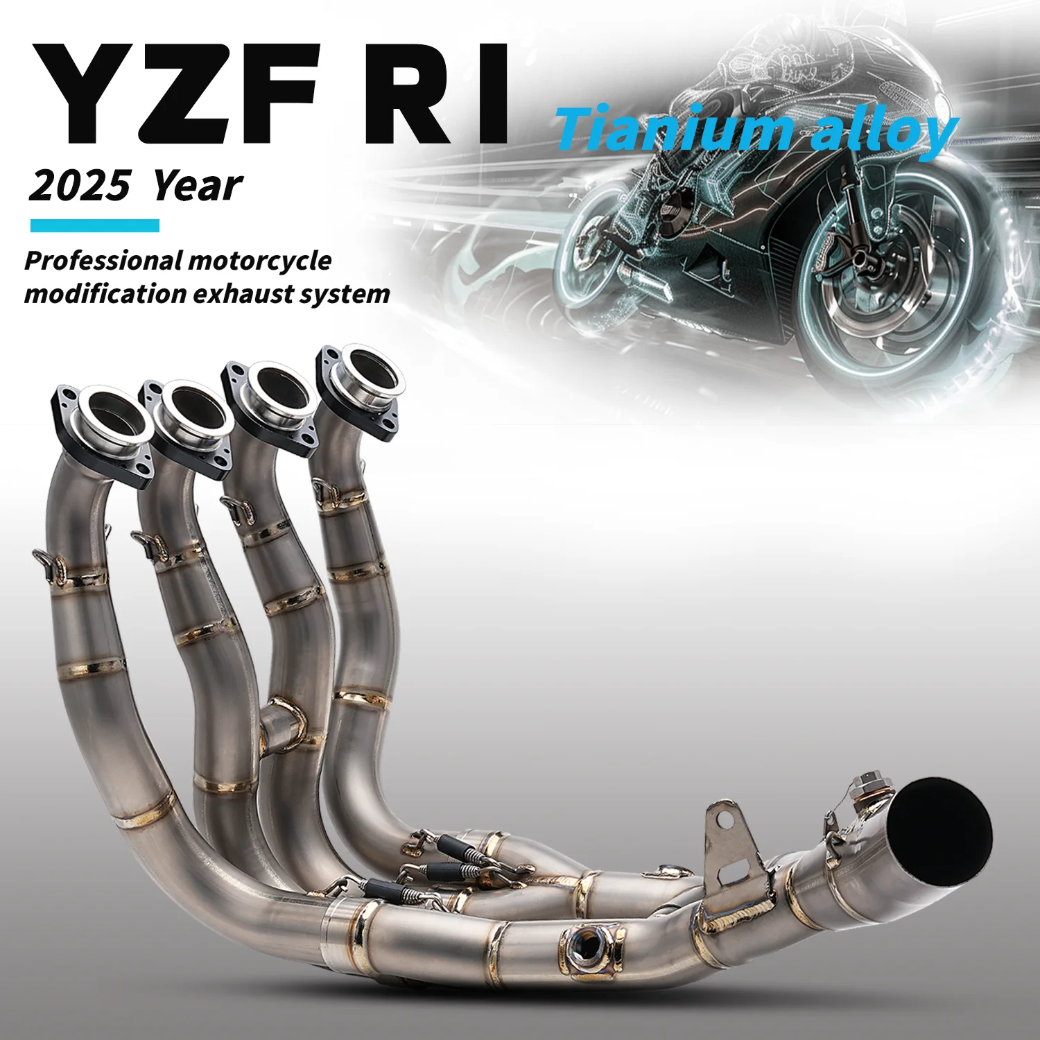 

For YMH YZF- R1 Motorcycle Exhaust System Modified titanium alloy Front Link Pipe Two oxygen sensors Connect Original Muffler