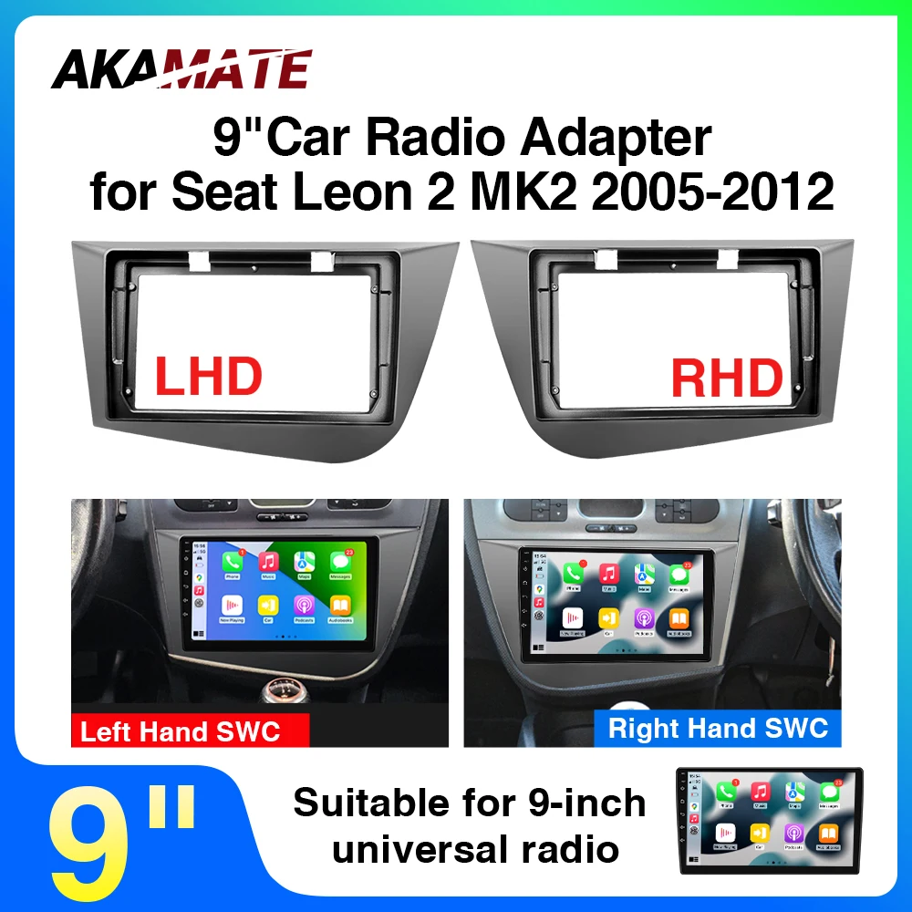 Car Radio Frame Bezel for Seat Leon 2 MK2 2005-2012 For 9inch Multimedia Player Panel Dash Mounting Trim Face Frame Cover 2Din