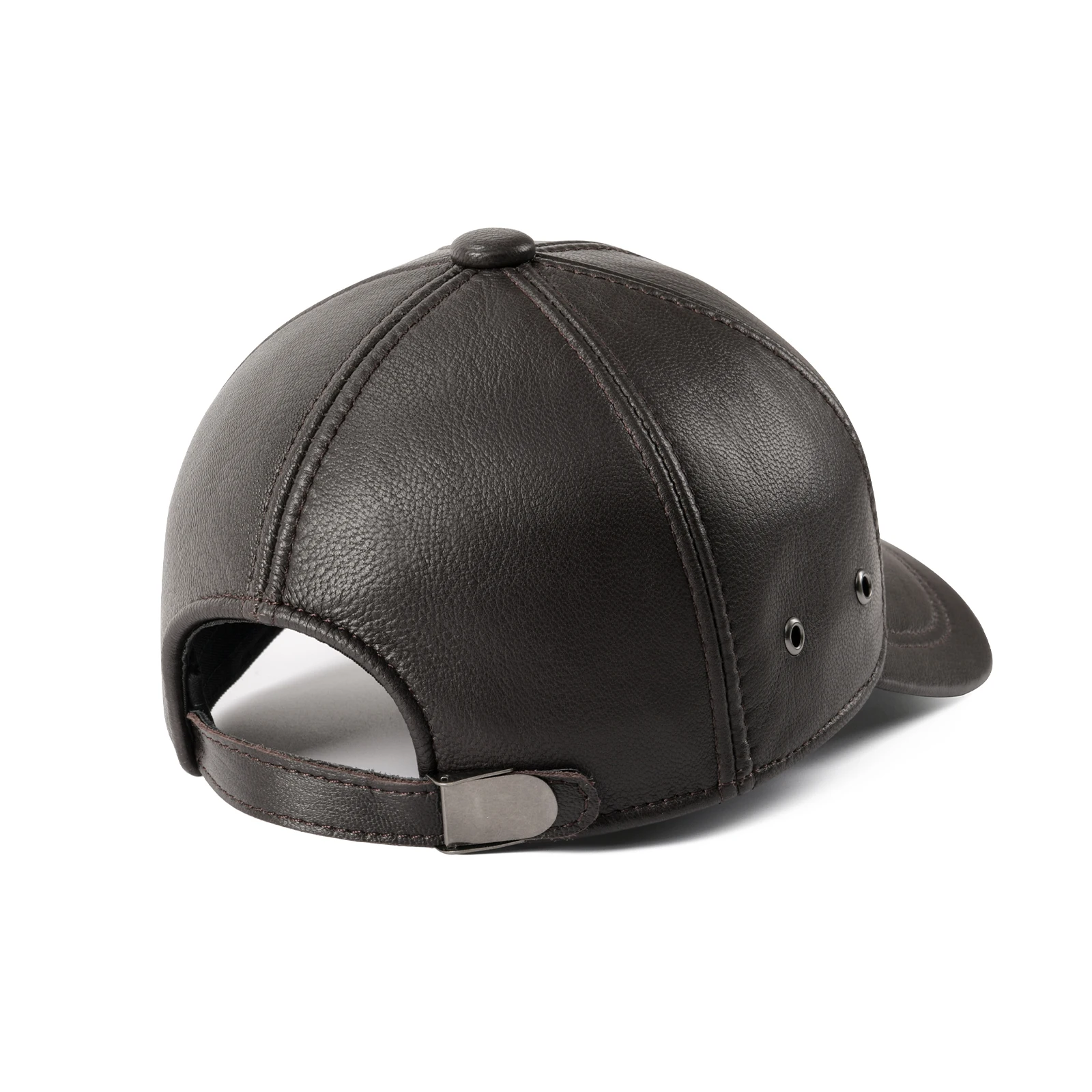Feinion verstellbare Herren-Baseballmütze aus echtem Rindsleder für Herbst und Winter, Outdoor-Sportmütze – Detail 5