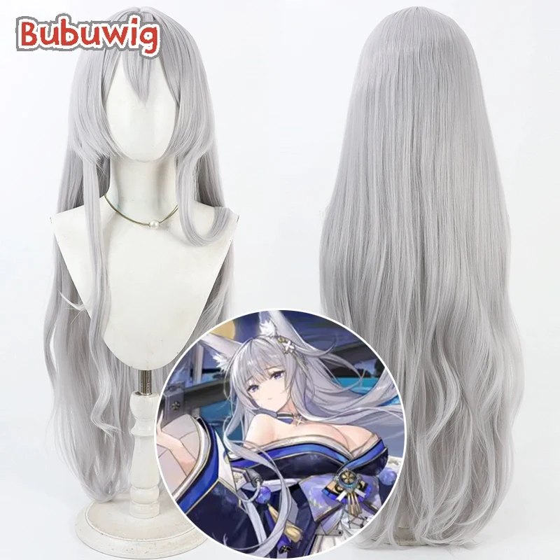 

Bubuwig Synthetic Hair Shinano Cosplay Wigs Game Azur Lane Shinano Halloween 90cm Women Long Wavy Silver Gray Wig Heat Resistant