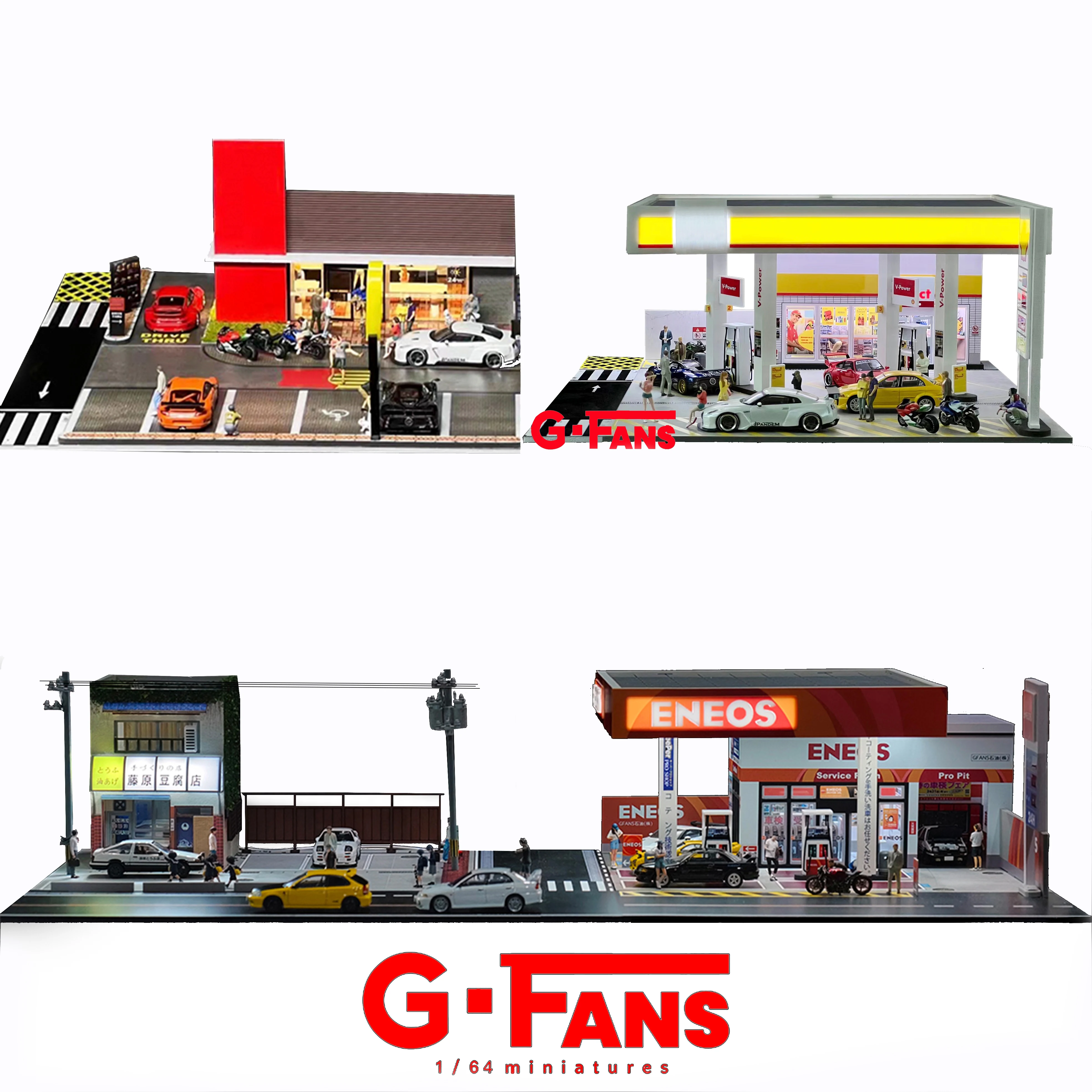 Modelli in miniatura diorama per garage per auto 1:64 con luci a LED Negozio di riparazioni Scena del parcheggio per scatola di visualizzazione del modello di auto