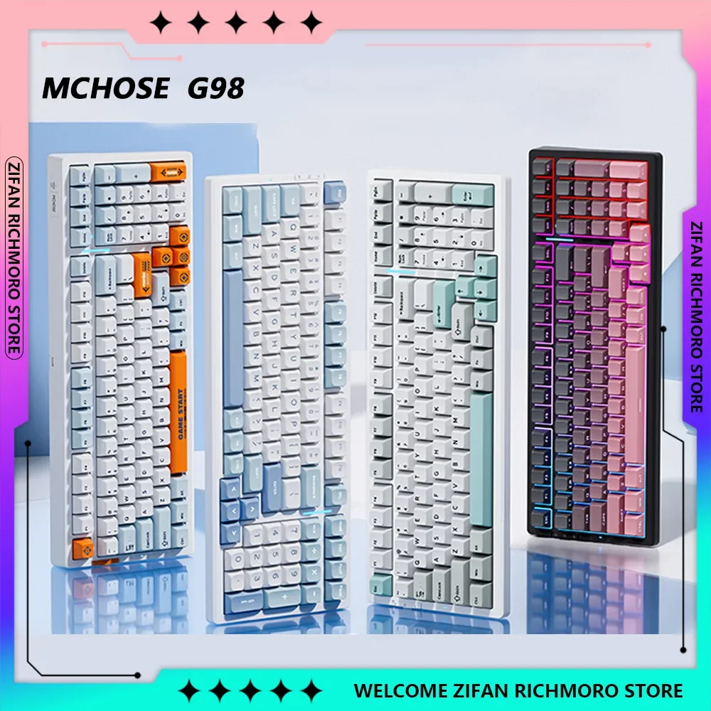 MCHOSE G98 3-mode Gaming Esports Mechanical Keyboard RGB Hot Swap Gasket Structure PBT Keycaps Customized Keyboard Gaming Kits