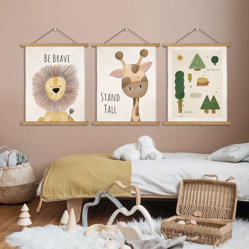 

Creative Cartoon Animal Tapestry Wall Hanging forKids Room, Nordic Style Fun Fabric Art Hanging Children's Home Decoration​