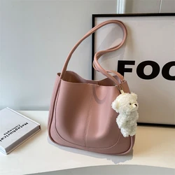 2024 New Women's Bag Fashion Simple Shoulder Bag High Quality Large Capacity Tote Bag Handheld Solid Color Commuter여자 가방