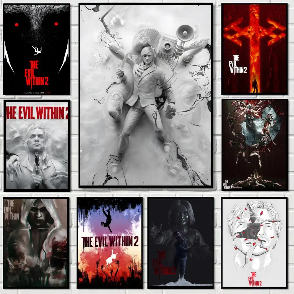 Game T-The Evil Within Art Poster Self-adhesive Decal Living Room Bedroom Party Bar Decor Moisture-proof Fade-resistant