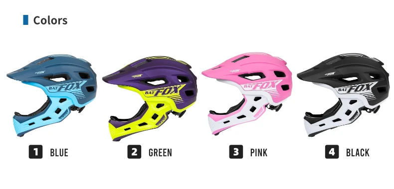 BATFOX Kinder Vollgesichts-Fahrradhelm Abnehmbarer Kinnriemen Stoßabsorbierende Schale Sicherheitszertifizierter Rad- und Rollerhelm für Kinder – Detail 3