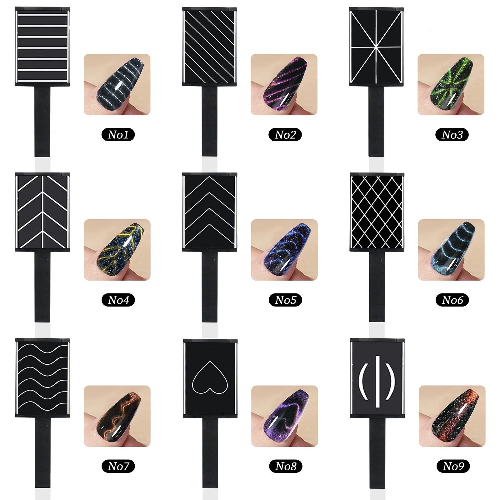 Nail Art Cat Eye Magnets 3D Illusion Magnets Nail Polish Magnets Floral Magic Magnets for Gel Polish Magnetic Sticks Nail Tools
