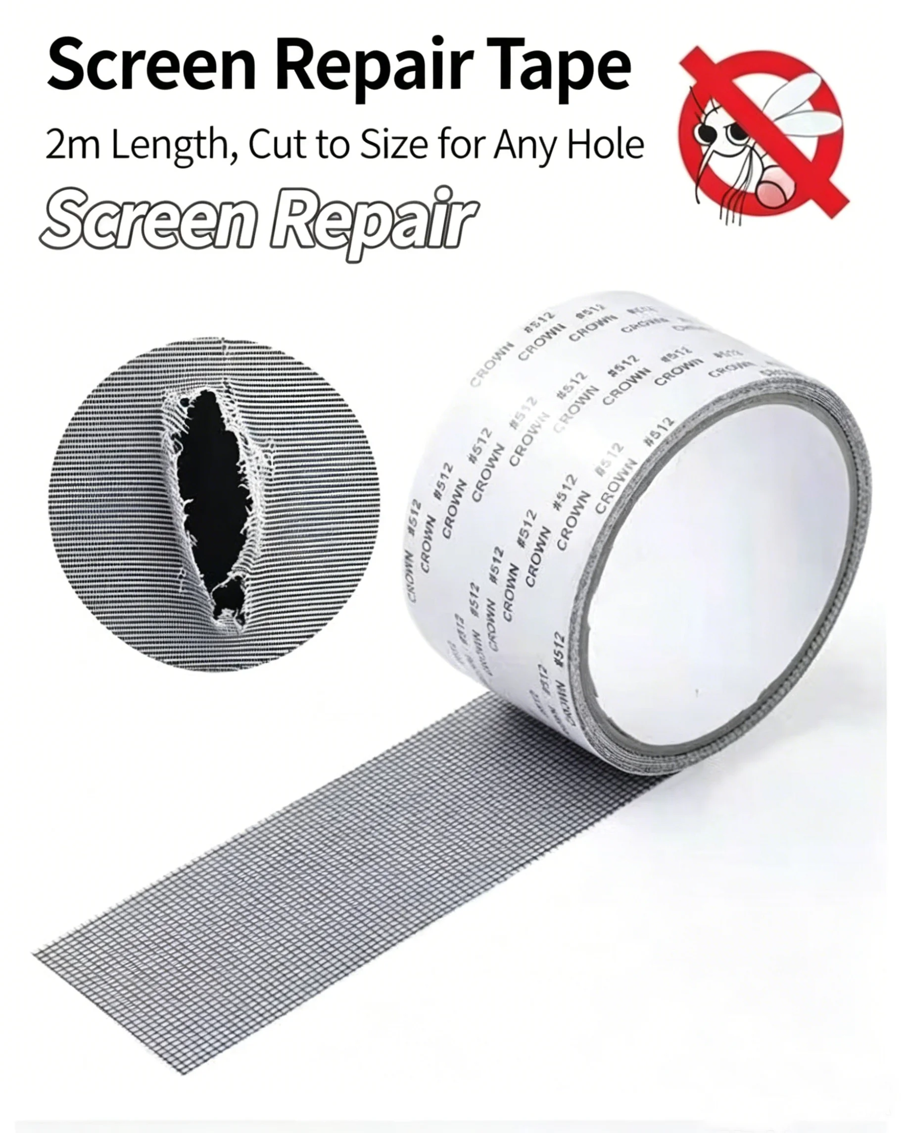 Window Screen Repair Tape Self-Adhesive Mesh Cloth Fixing Patch Insect and Mosquito Net Hole Repair Floor Drain Hair Stopper