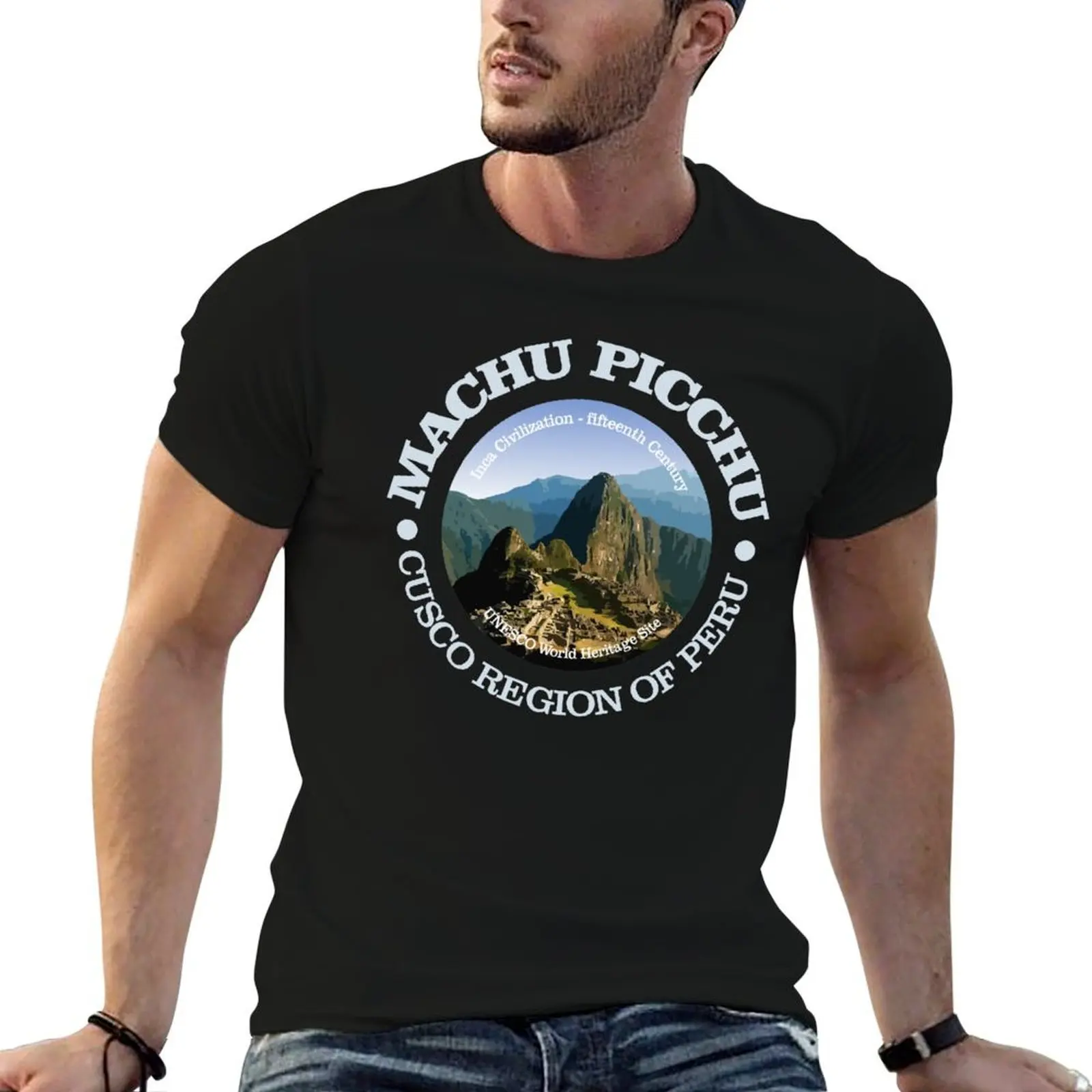 Camiseta Machu Picchu (OBP) para hombre, camisetas con estampado gráfico para hombre, camisetas de algodón para hombre