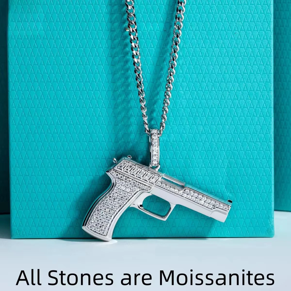 FCGJHW Moissanite Gun Pendant  - 925 Sterling Silver Chain Necklace Men recension och pris