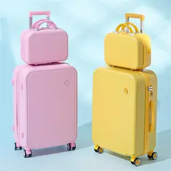 Trolley Case Student Luggage Female Universal Wheel Rolling Luggage Set Password Consignment Suitcase Travel Macaron Color