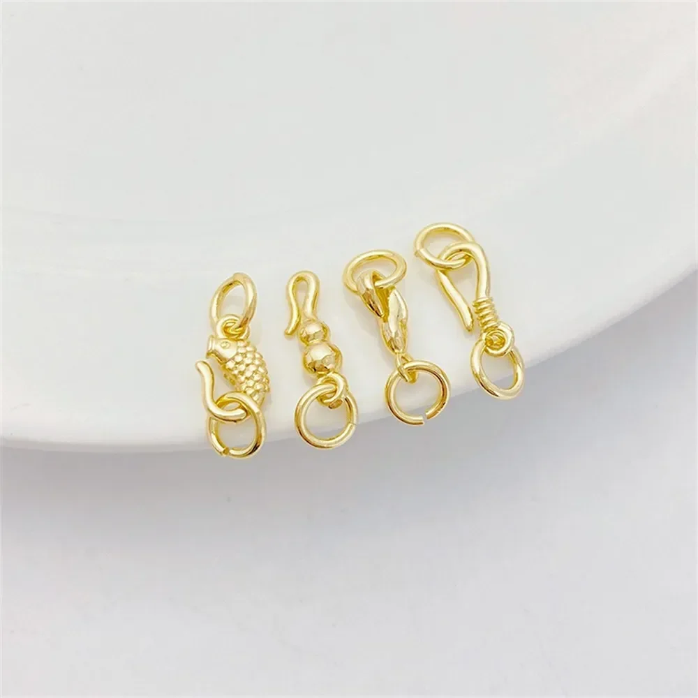 14K goud kleur karper dolfijn dubbele ring verbinding accessoires handgemaakte DIY armband ketting sieraden gesp materiaal accessoire