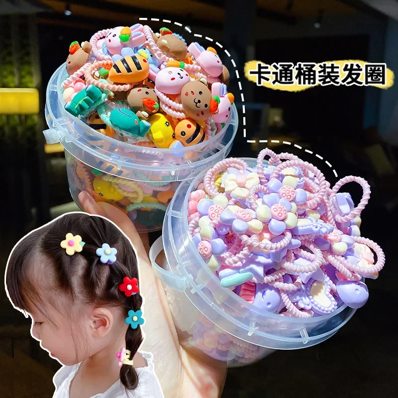 Gift Bucket Scrunchies Accessoires Cheveux Fille Hair Ties for Girls Cute Elastico Cabelo Haar Elastiekjes Acessorios Infantil