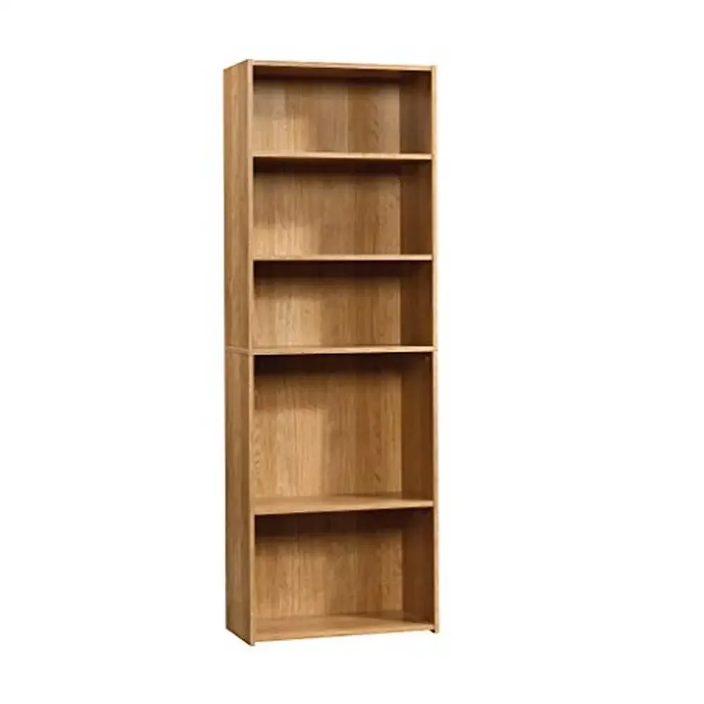 

Transitional 5-Shelf Bookcase Highland Oak Finish Adjustable Shelves Room Type Living Room Engineered Wood Construction 24.57" x