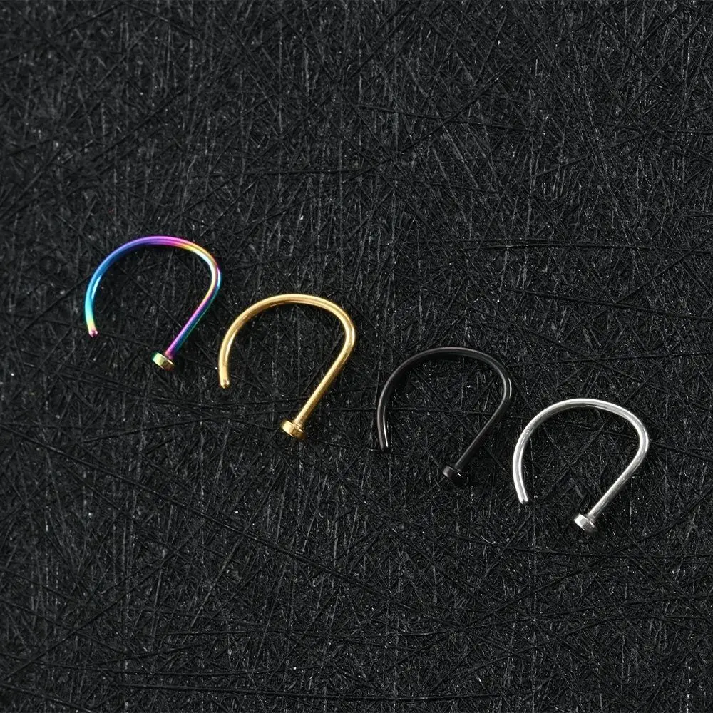 Creative Indian Style Nostril Septum Ring Nostril Titanium D-type Nose Hoop Nose Ring Body Jewelry Ear Cartilage Piercings