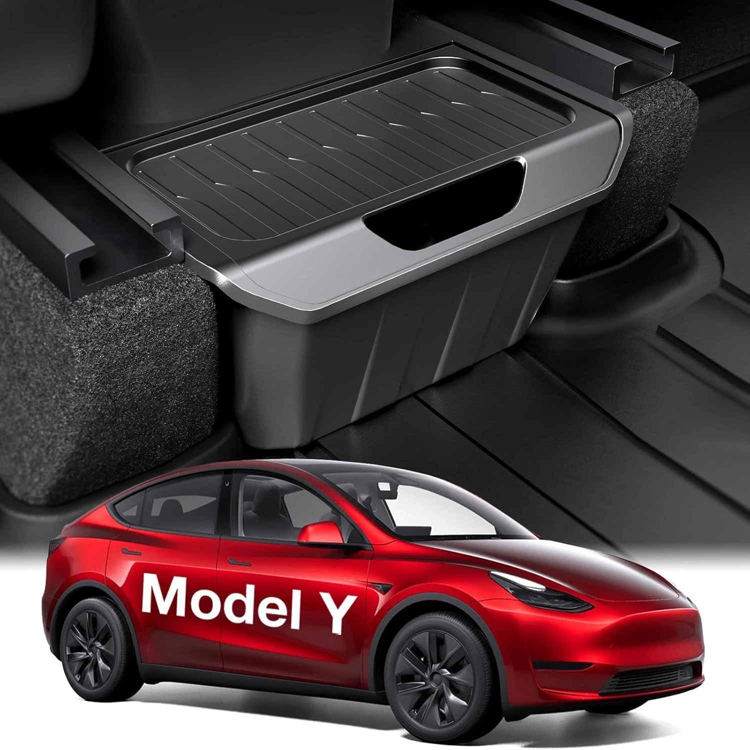 Für Tesla Modell Y TPE Hinten Sitz Lagerung Box Unter Air Vent Organizer Rücksitz Mülleimer Müll Tasche Auto Innen Zubehör