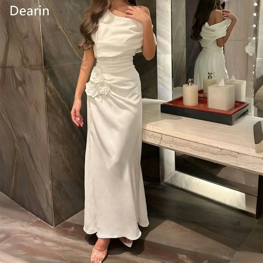 Customized Formal Dress Prom Women Dearin Asymmetrical A-line Floor Length Skirts Ruffle Applique 3D Flower Bespoke Occasion Dre